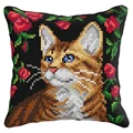 Image of Orchidea Cat in Roses Cushion Cross Stitch Kit