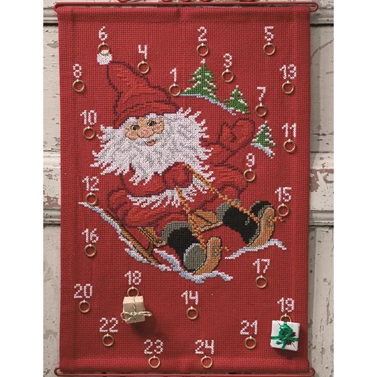 Image 1 of Permin Santa Toboggan Advent Christmas Cross Stitch Kit