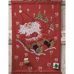 Permin Santa Toboggan Advent Christmas Cross Stitch Kit