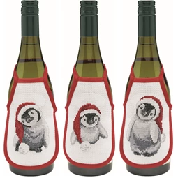Permin Penguin Wine Aprons Christmas Cross Stitch Kit