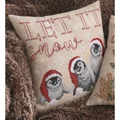 Image of Permin Penguin Cushion Christmas Cross Stitch Kit