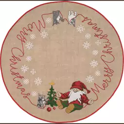 Permin Merry Christmas Tree Skirt Cross Stitch Kit