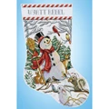 Image of Design Works Crafts Woodland Snowman Stocking Christmas Cross Stitch Kit