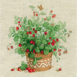 RIOLIS Strawberries in a Pot Cross Stitch Kit