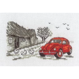 Permin Red VW Car Cross Stitch Kit