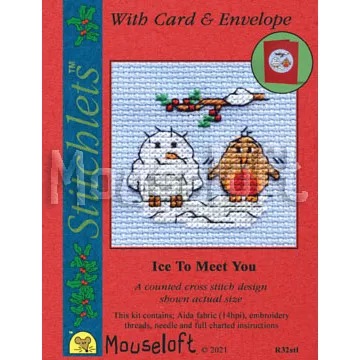 Image 1 of Mouseloft Ice to Meet You Christmas Card Making Christmas Cross Stitch Kit