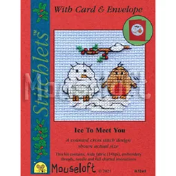 Mouseloft Ice to Meet You Christmas Card Making Christmas Cross Stitch Kit
