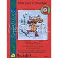 Image of Mouseloft Skating Moose Christmas Card Making Christmas Cross Stitch Kit