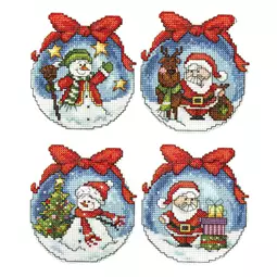 Orchidea Santa and Snowman Bauble Ornaments Christmas Cross Stitch Kit