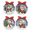 Image of Orchidea Santa and Snowman Bauble Ornaments Christmas Cross Stitch Kit