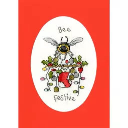 Bothy Threads Bee Festive Christmas Card Making Christmas Cross Stitch Kit