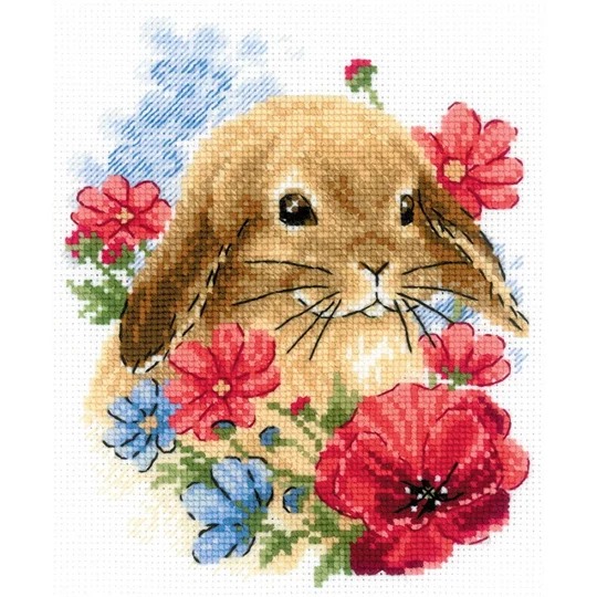 Image 1 of RIOLIS Bunny in Flowers Cross Stitch Kit