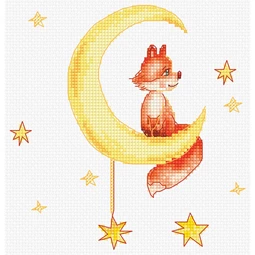 Luca-S Fox on Moon Birth Sampler Cross Stitch Kit