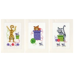 Playful Cats Greeting Cards Set of 3