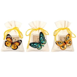 Vervaco Butterflies Pot Pourri Bags Set of 3 Cross Stitch Kit