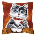 Image of Vervaco Cat with Collar Cushion Cross Stitch Kit