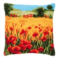 Image of Vervaco Poppies Landscape Cushion Cross Stitch Kit