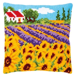 Vervaco Sunflower Field Cushion Cross Stitch Kit