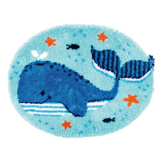 Image 1 of Vervaco Whale Fun Rug Latch Hook Rug Kit