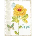 Image of Design Works Crafts Yellow Floral - Love Cross Stitch Kit
