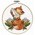Image of Design Works Crafts Fox with Hoop Cross Stitch Kit