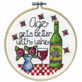 Image of Design Works Crafts Wine with Hoop Cross Stitch Kit