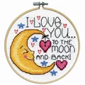 Image of Design Works Crafts Moon with Hoop Cross Stitch Kit