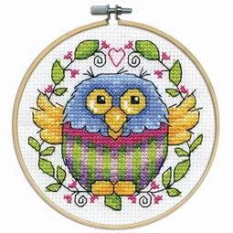 Design Works Crafts Owl with Hoop Cross Stitch Kit