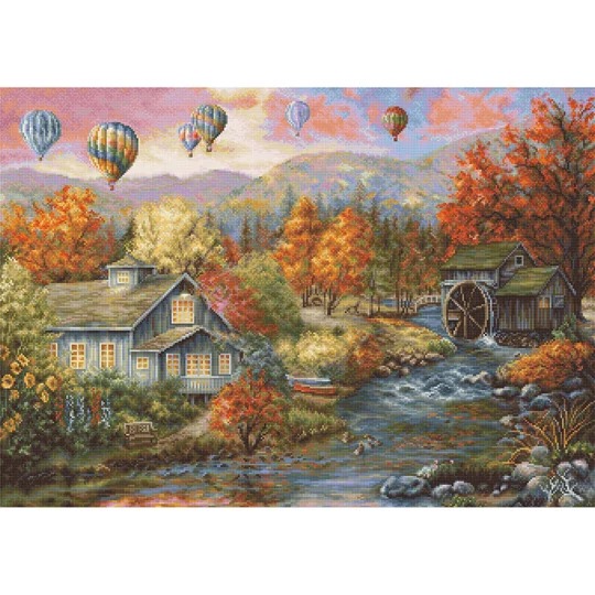 Image 1 of Luca-S Autumn Creek Mill Petit Point Tapestry Kit
