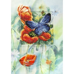 Orchidea Butterfly and Poppy Card Cross Stitch Kit