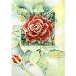 Orchidea Red Rose Card Cross Stitch Kit