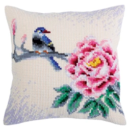 Collection D'Art Peony and Bird Cushion Cross Stitch Kit