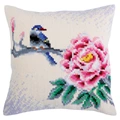 Image of Collection D'Art Peony and Bird Cushion Cross Stitch Kit
