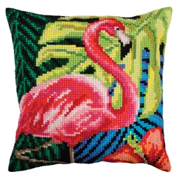 Collection D'Art Pink Flamingo Cushion Cross Stitch Kit