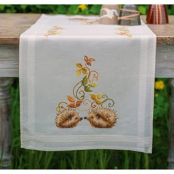 Vervaco Hedgehog and Autumn Leaves Runner Cross Stitch Kit