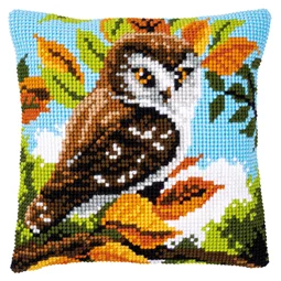Vervaco Owl in the Bushes Cushion Cross Stitch Kit