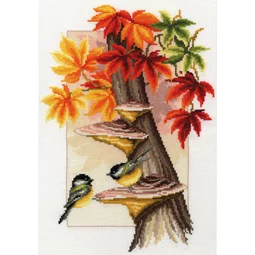 Vervaco Chickadees Between Leaves Cross Stitch Kit