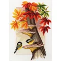 Image of Vervaco Chickadees Between Leaves Cross Stitch Kit