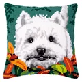 Image of Vervaco Westie in Leaves Cushion Cross Stitch Kit
