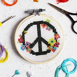 The Make Arcade Peace and Love Cross Stitch Kit