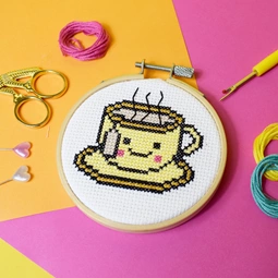The Make Arcade Cute Cuppa Cross Stitch Kit