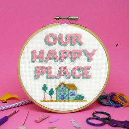 The Make Arcade Our Happy Place Cross Stitch Kit