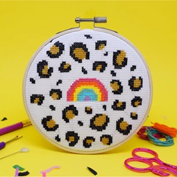 The Make Arcade Leopard Rainbow Cross Stitch Kit