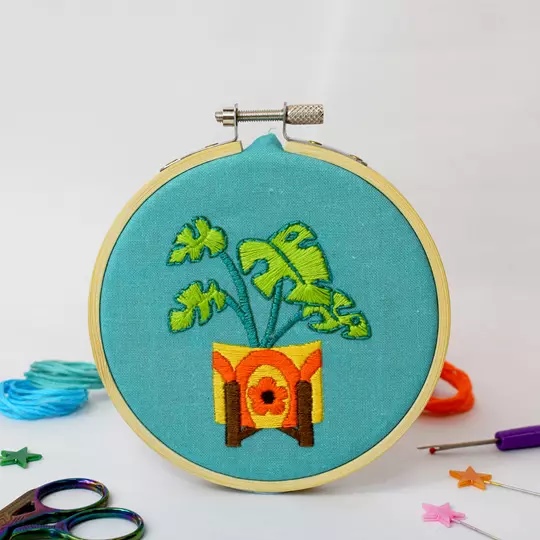 Image 1 of The Make Arcade Monstera Embroidery Kit