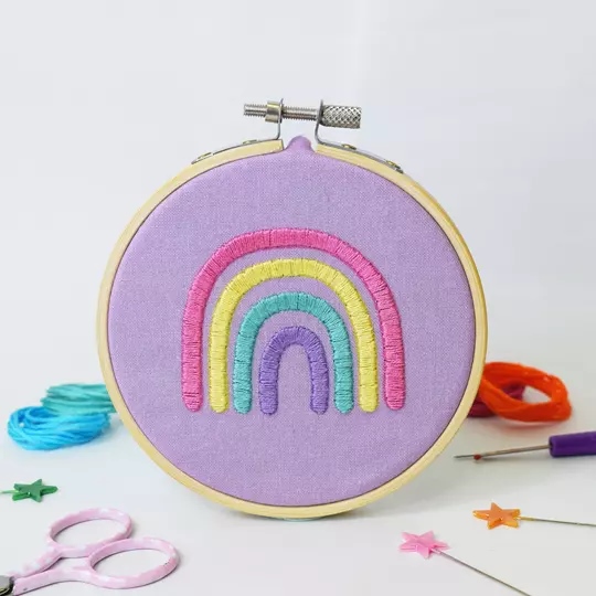 Image 1 of The Make Arcade Pastel Rainbow Embroidery Kit