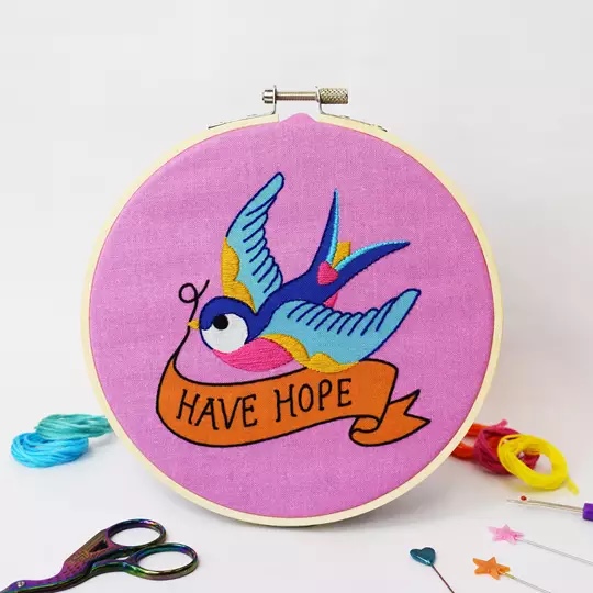 Image 1 of The Make Arcade Have Hope Swallow Embroidery Kit