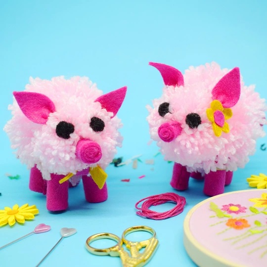Image 1 of The Make Arcade Pom Pom Pigs Craft Kit
