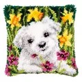 Image of Vervaco Westie in Daffodils Latch Hook Latch Hook Cushion Kit