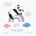 Image of Vervaco Panda on Rainbow Birth Sampler Birth Sampler Cross Stitch Kit