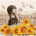 Image of Vervaco Boy with Sunflowers Cross Stitch Kit